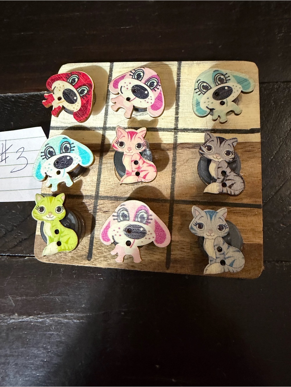 Magnetic Wooden Pets Tic-Tac-Toe Game -